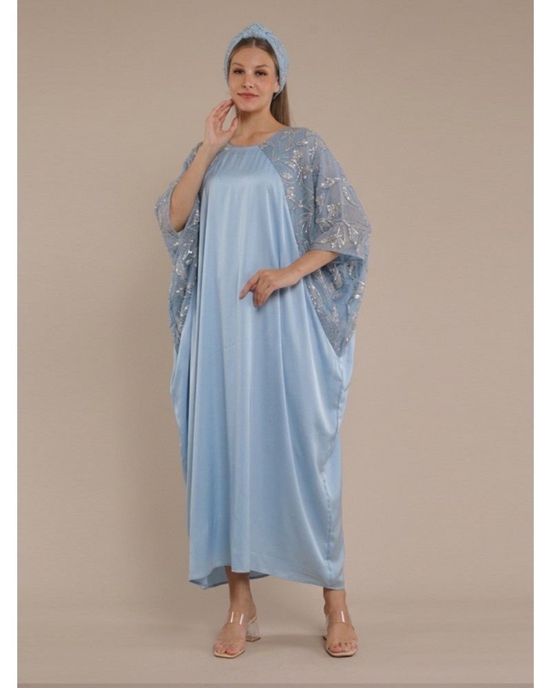 Blue Butterfly Kaftan Dress