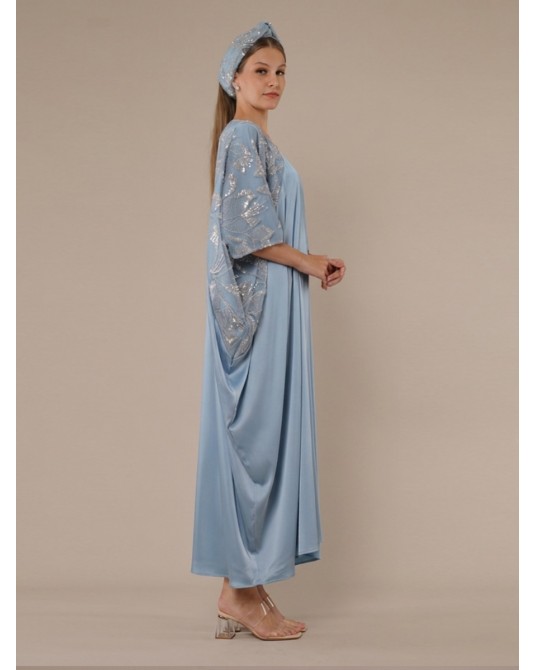 Blue Butterfly Kaftan Dress