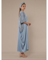 Blue Butterfly Kaftan Dress