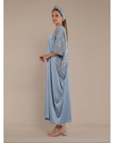 Blue Butterfly Kaftan Dress