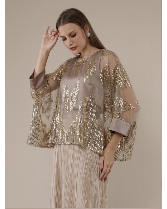 Gold Geometric Sequin Kaftan Blouse