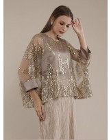 Gold Geometric Sequin Kaftan Blouse