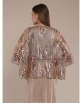 Gold Geometric Sequin Kaftan Blouse
