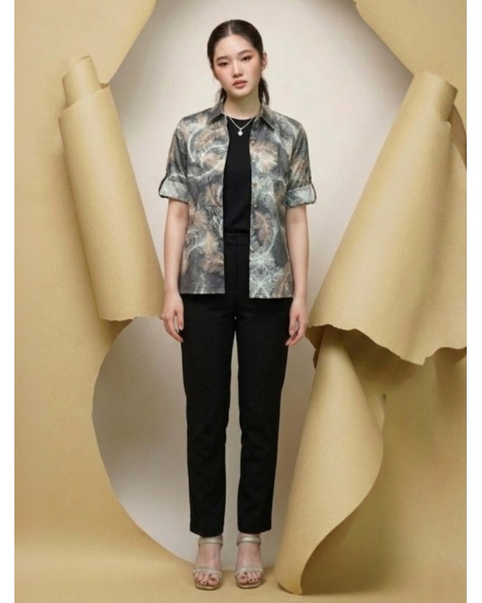Fiore Gray Feathers Shirt