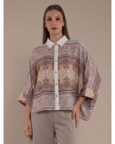 WHITE PAISLEY KAFTAN SHIRT BLOUSE