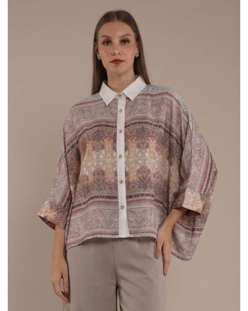 WHITE PAISLEY KAFTAN SHIRT BLOUSE