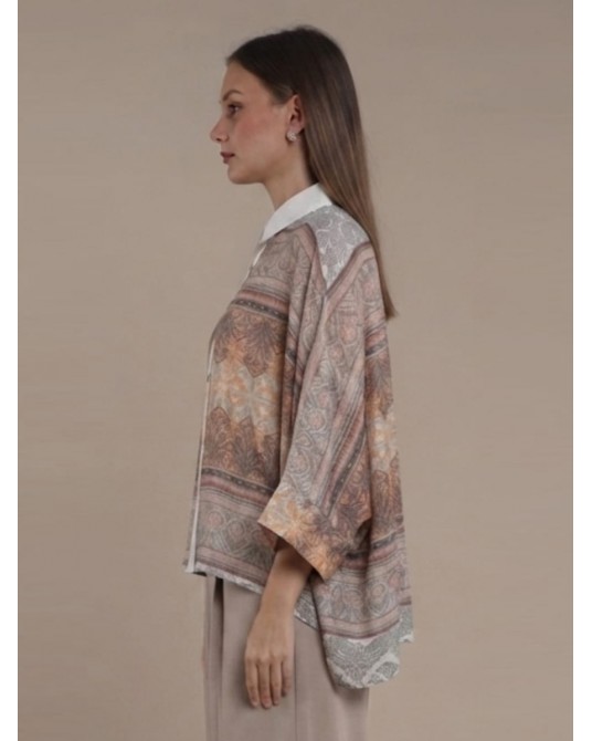 WHITE PAISLEY KAFTAN SHIRT BLOUSE