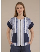 DENIM FLOWER SERENITY ZIP BLOUSE