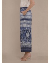 Denim Flower Palazzo Pants