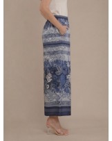 Denim Flower Palazzo Pants