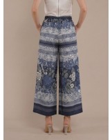 Denim Flower Palazzo Pants