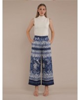 Denim Flower Palazzo Pants