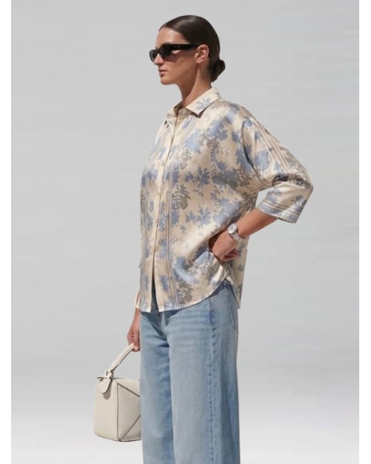 PAPER CUT BLUE FLOWERS BOGGY SHIRT