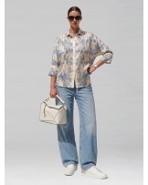 PAPER CUT BLUE FLOWERS BOGGY SHIRT