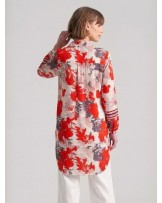 Paper Cut Red Flowers Tunic Shirt