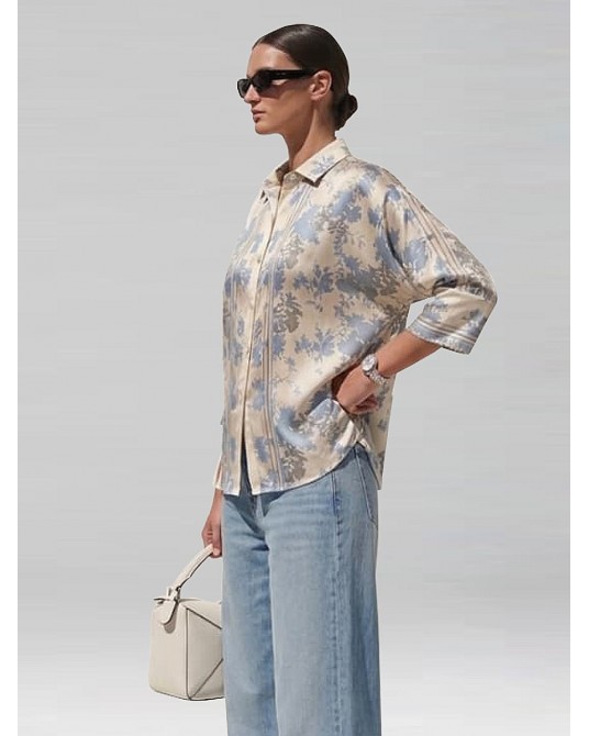 PAPER CUT BLUE FLOWERS BOGGY SHIRT
