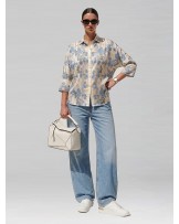 PAPER CUT BLUE FLOWERS BOGGY SHIRT