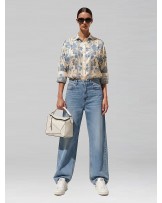PAPER CUT BLUE FLOWERS BOGGY SHIRT