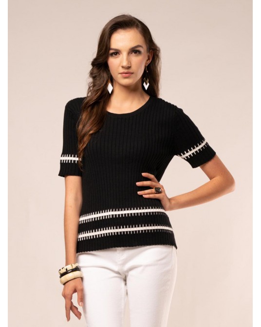 Gladys Striped Ribbed   Knited Top